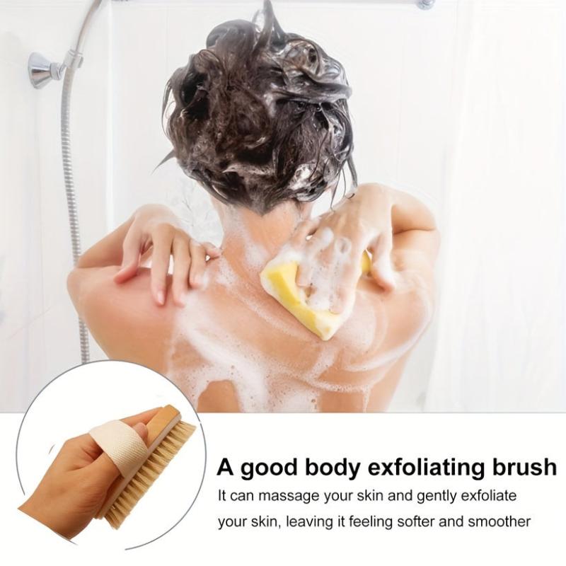 Long Wooden Handle Bath Sponge Shower Brush Soft Natural Bristles