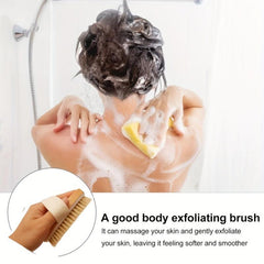 Long Wooden Handle Bath Sponge Shower Brush Soft Natural Bristles