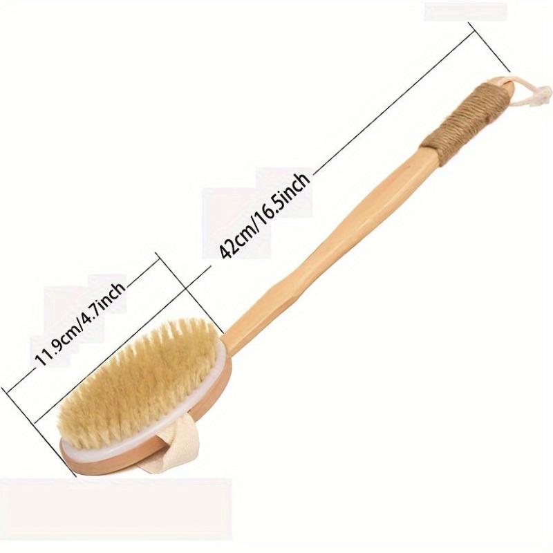 Long Wooden Handle Bath Sponge Shower Brush Soft Natural Bristles