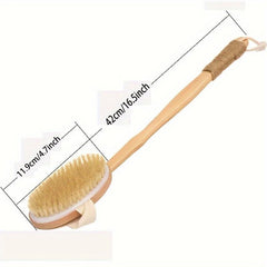 Long Wooden Handle Bath Sponge Shower Brush Soft Natural Bristles