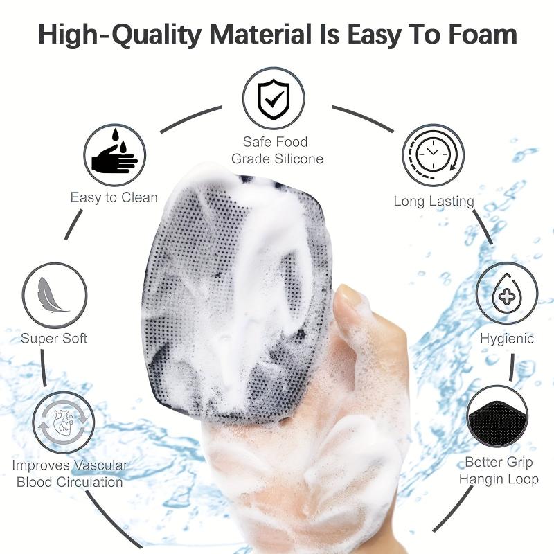 2pcs Silicone Body Scrubber For Men Skin Cleaning & Exfoliating