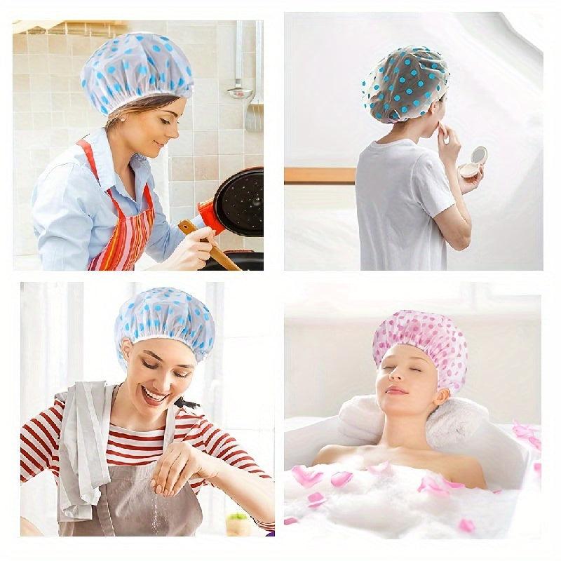4pcs Adjustable Printed Bonnet Shower Caps Reusable Waterproof Bath Caps