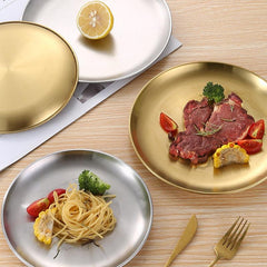 304 Stainless Steel Plate Style Self Barbecue Handicraft Cake Western Food Plate