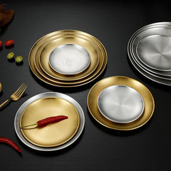 304 Stainless Steel Plate Style Self Barbecue Handicraft Cake Western Food Plate
