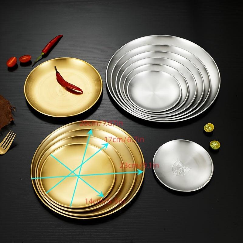 304 Stainless Steel Plate Style Self Barbecue Handicraft Cake Western Food Plate