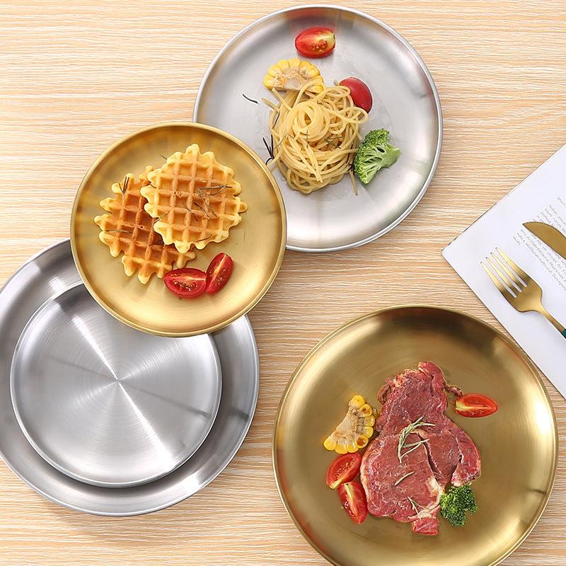 304 Stainless Steel Plate Style Self Barbecue Handicraft Cake Western Food Plate