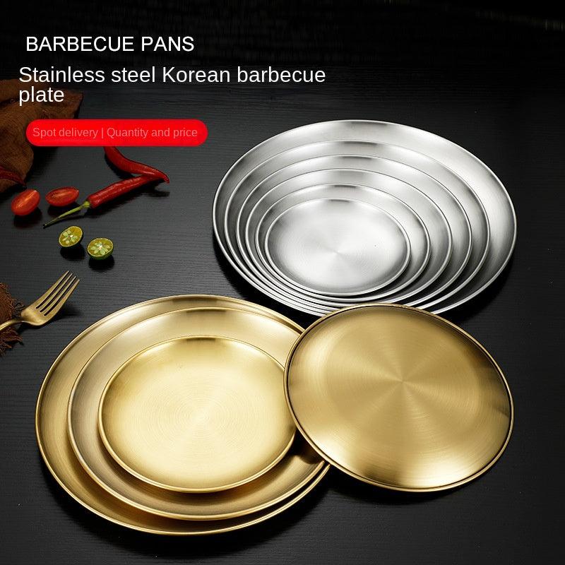 304 Stainless Steel Plate Style Self Barbecue Handicraft Cake Western Food Plate