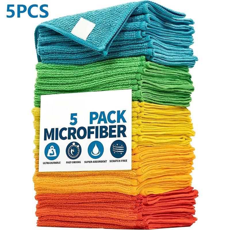 5pcs Microfiber Cleaning Cloth Reusable Lint-Free Rag Home Kitchen Supplies