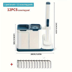 Pot Brush Tool With 12pcs Replacement Heads Set