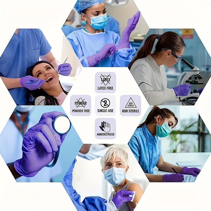 Purple Nitrile Disposable Gloves 36pcs Medical Kitchen Cleaning Waterproof