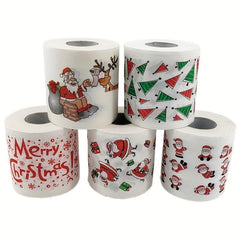 5pcs Christmas Pattern Roll Paper Christmas Decorations Prints Toilet Paper
