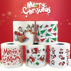 5pcs Christmas Pattern Roll Paper Christmas Decorations Prints Toilet Paper