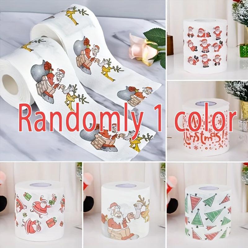 5pcs Christmas Pattern Roll Paper Christmas Decorations Prints Toilet Paper