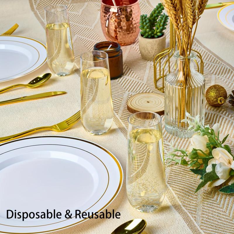 36pcs Stemless Plastic Champagne Flutes 9 Oz Clear Unbreakable