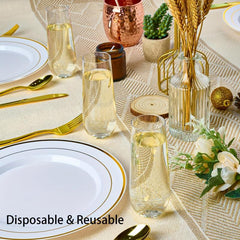 36pcs Stemless Plastic Champagne Flutes 9 Oz Clear Unbreakable