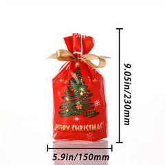 10PCS Christmas Drawstring Bags for Gift Packaging