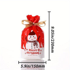 10PCS Christmas Drawstring Bags for Gift Packaging