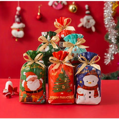 10PCS Christmas Drawstring Bags for Gift Packaging
