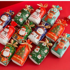 10PCS Christmas Drawstring Bags for Gift Packaging