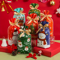 10PCS Christmas Drawstring Bags for Gift Packaging