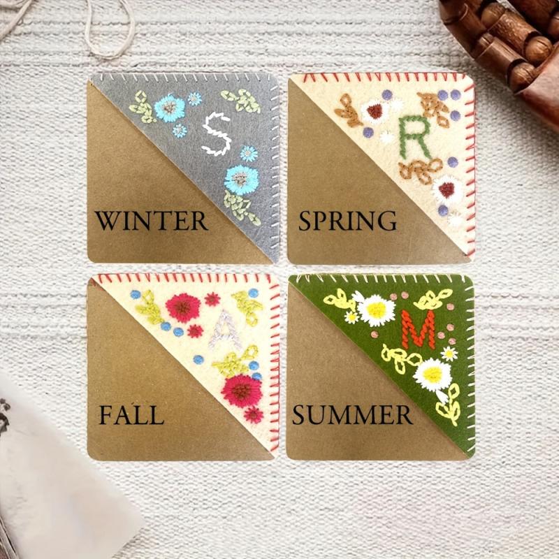1pc Embroidered Corner Bookmark 26 Letters Hand Stitched Felt Letter Bookmark