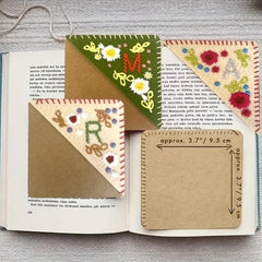 1pc Embroidered Corner Bookmark 26 Letters Hand Stitched Felt Letter Bookmark