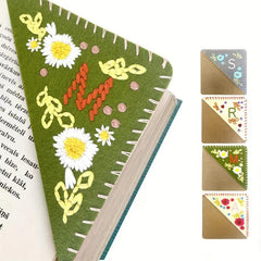 1pc Embroidered Corner Bookmark 26 Letters Hand Stitched Felt Letter Bookmark