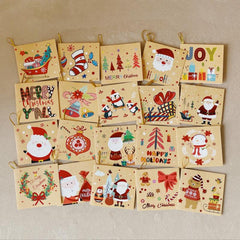 20pcs Christmas Gift Card With Rope Greeting Card Holiday Xmas Wrapping