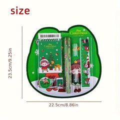 Christmas Stationery Set with Pencils, Erasers, Rule - 8pcs