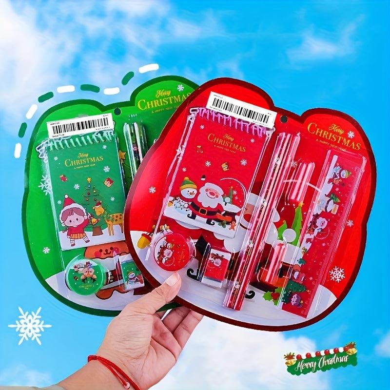 Christmas Stationery Set with Pencils, Erasers, Rule - 8pcs