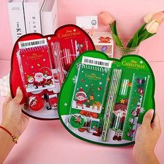Christmas Stationery Set with Pencils, Erasers, Rule - 8pcs