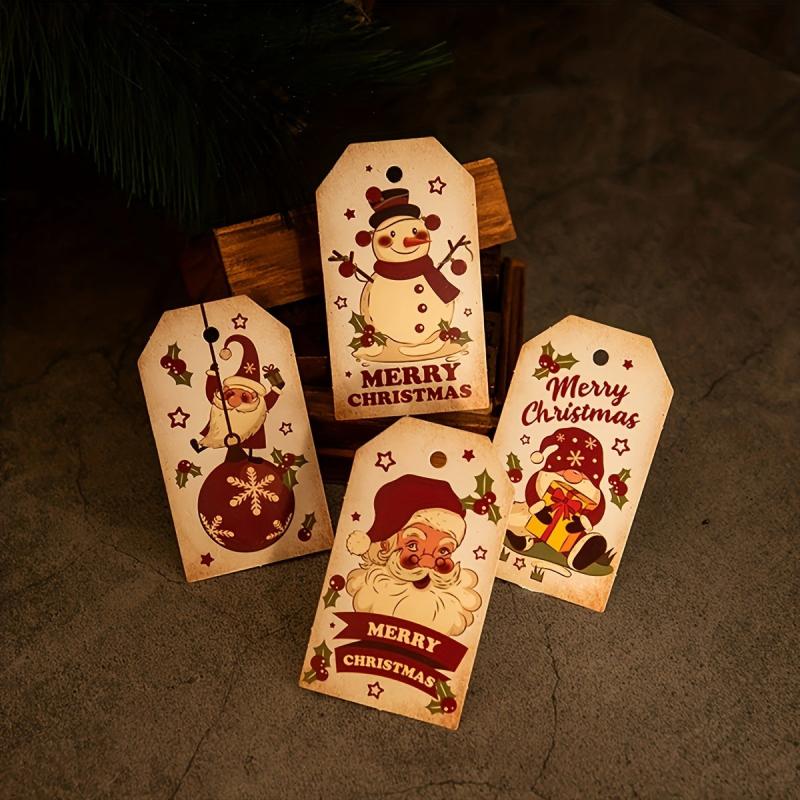 50pcs Christmas Blessing Cards Santa Snowman Tree Gift Labels