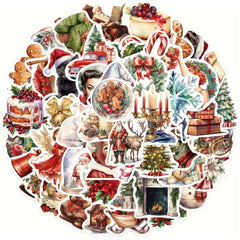 50 Pcs Vintage Christmas Stickers Retro Santa Angel Waterproof Holiday Stickers