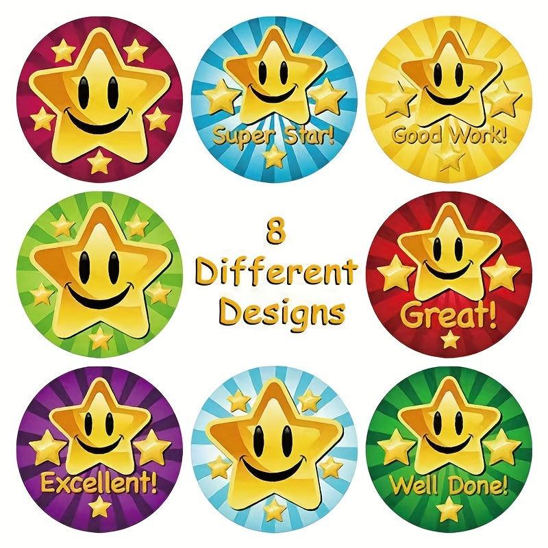 500pcs Roll Smiling Face Stickers for Rewards and Training
