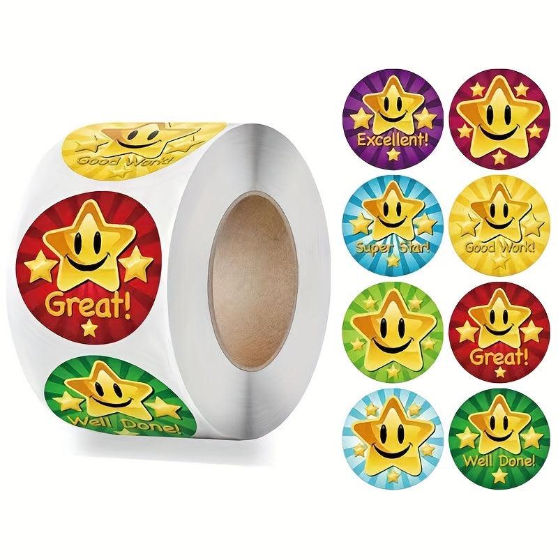 500pcs Roll Smiling Face Stickers for Rewards and Training