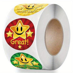 500pcs Roll Smiling Face Stickers for Rewards and Training