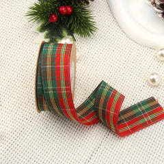 9m Red Green Christmas Plaid Ribbon Holiday Party Decoration