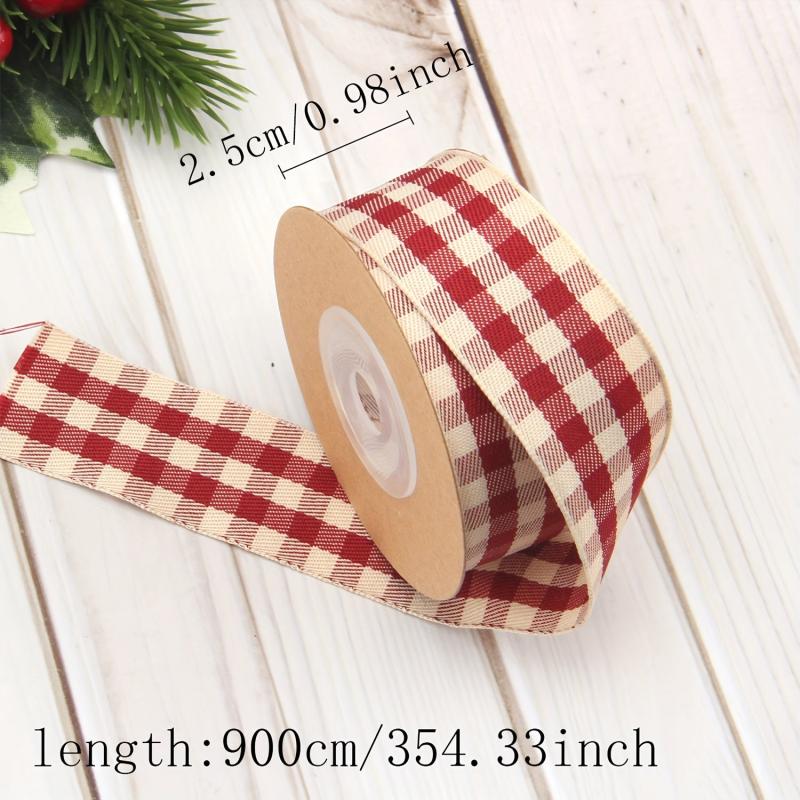 9m Red Green Christmas Plaid Ribbon Holiday Party Decoration