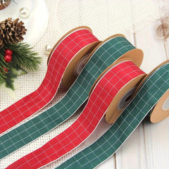 9m Red Green Christmas Plaid Ribbon Holiday Party Decoration