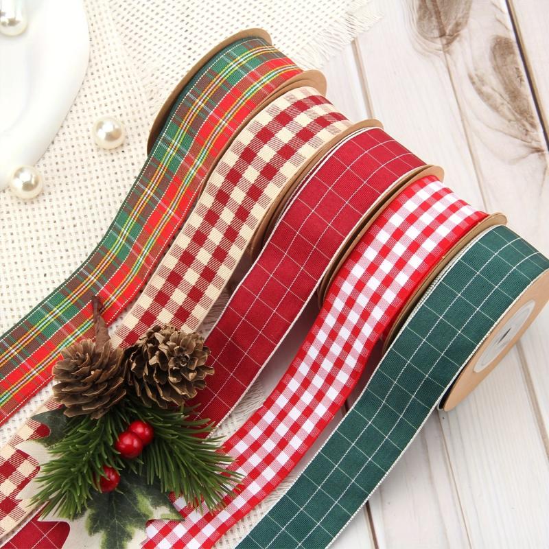 9m Red Green Christmas Plaid Ribbon Holiday Party Decoration