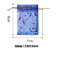 10pcs Moon Star Drawstring Organza Bags Jewelry Gift Bag Pouch