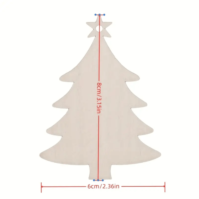 10pcs Unfinished Wooden Mini Christmas Tree Small Pendant DIY Wood Crafts