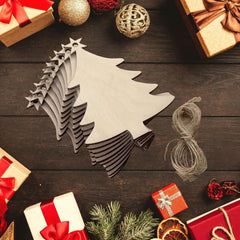 10pcs Unfinished Wooden Mini Christmas Tree Small Pendant DIY Wood Crafts
