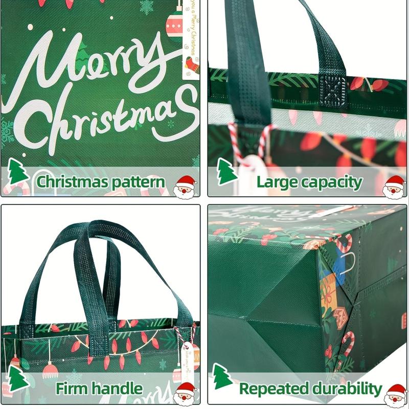 4pcs Christmas Gift Bags Waterproof Reusable Handbags for Gift Packaging