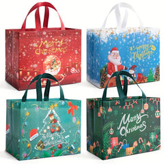 4pcs Christmas Gift Bags Waterproof Reusable Handbags for Gift Packaging