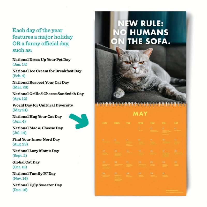 Angry Cat Wall Calendar - Creative Cat Year Wall Calendar