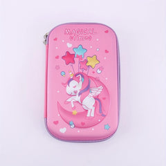 Cartoon Unicorn Pencil Case 3D Stationery Box Large Capacity Zipper Storage Box