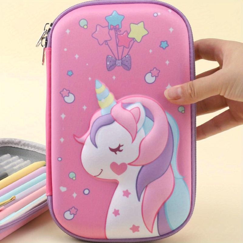 Cartoon Unicorn Pencil Case 3D Stationery Box Large Capacity Zipper Storage Box