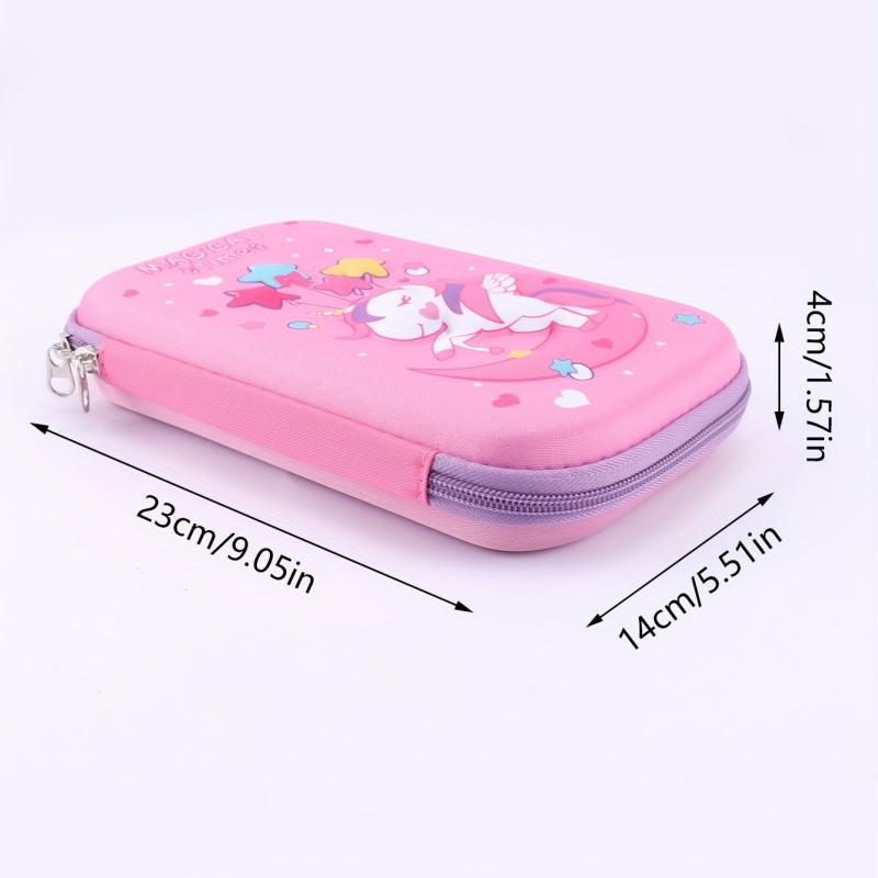 Cartoon Unicorn Pencil Case 3D Stationery Box Large Capacity Zipper Storage Box