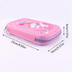 Cartoon Unicorn Pencil Case 3D Stationery Box Large Capacity Zipper Storage Box